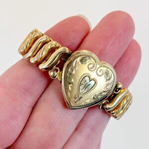 Sweetheart Bracelet, Heart,  Expansion Bracelet, GF, M, Etched, Carmen, 30s, 40s